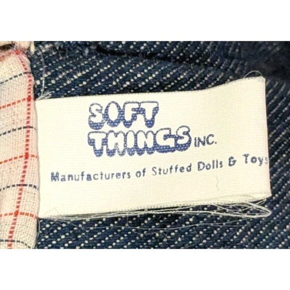 Soft Things Bear Plush Teddy Freckles Jeans Stuffed Animal Overalls Country Vtg - Picture 4 of 14